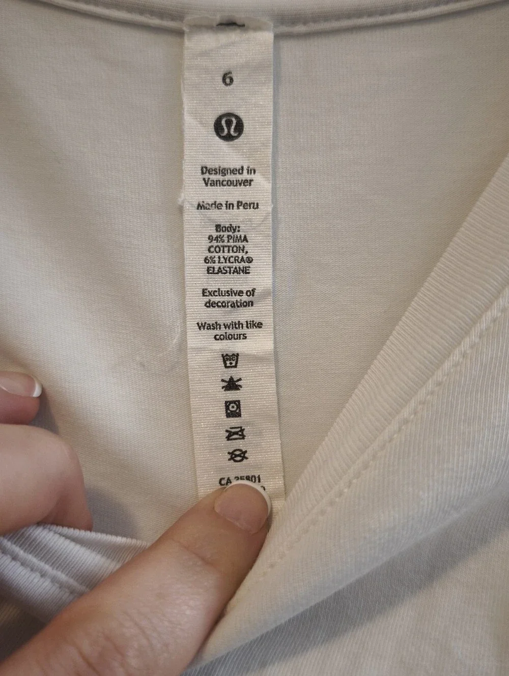Lululemon Classic Long-Sleeve Shirt White Crewneck Size 6